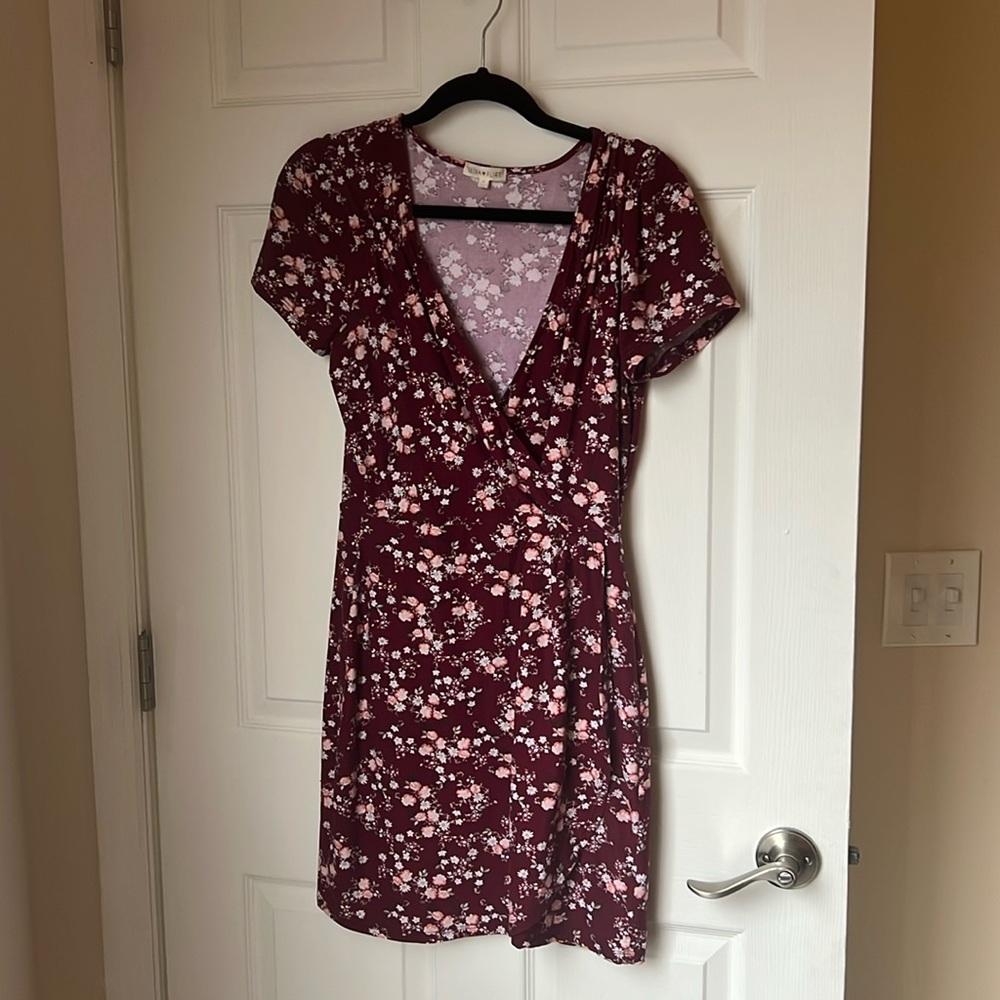 Floral maroon dress